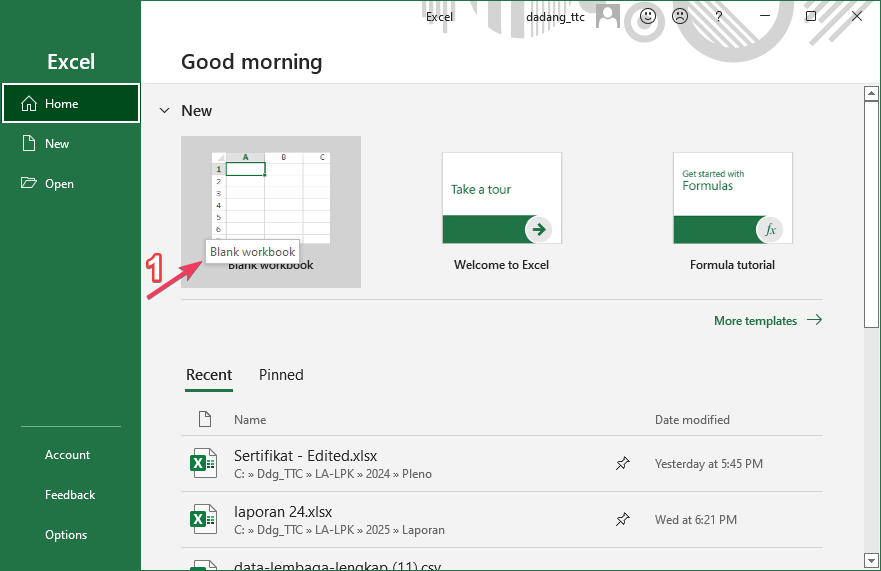 Membuat workbook baru