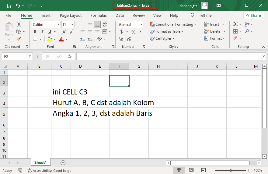 File Excel Terbuka