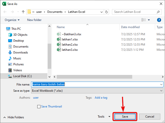 File Excel Tersimpan