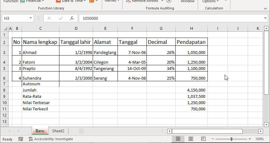 Menu Format Cells di Excel