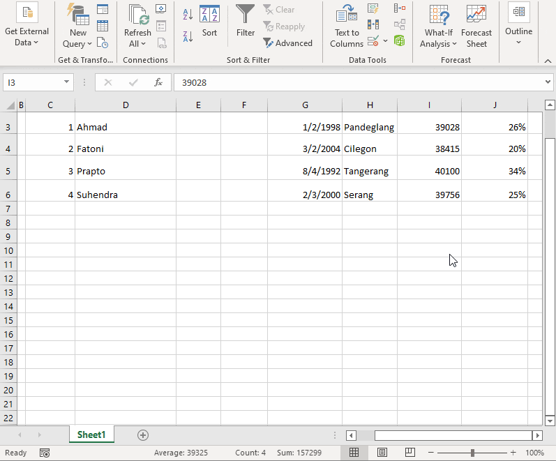 Contoh format tanggal