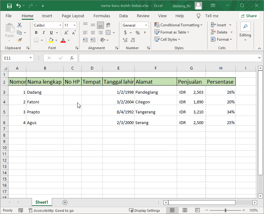 Menu Format Number di Excel