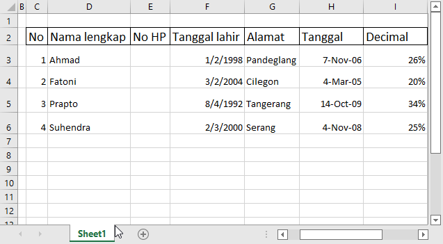 Ganti nama sheet Excel