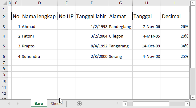 Memberi warna sheet Excel