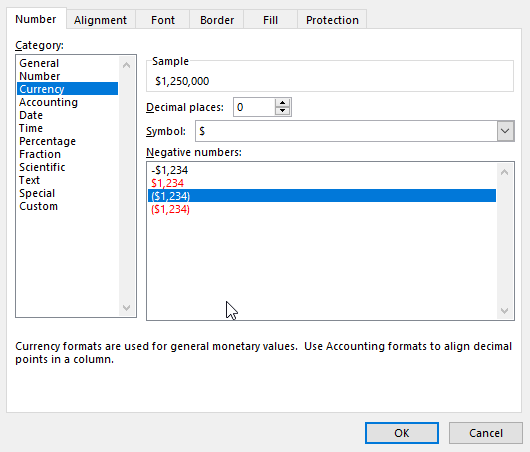 Menu format angka currency