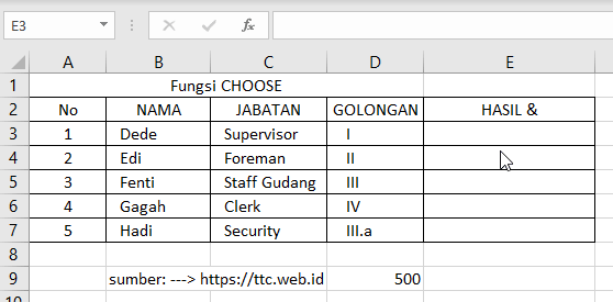 Contoh Operator & Excel