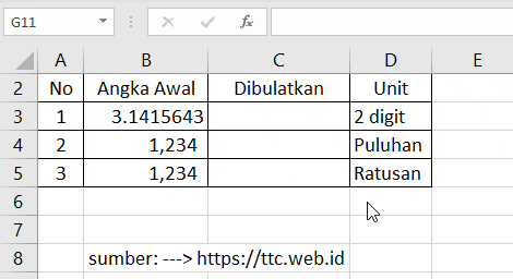 Contoh Fungsi ROUNDDOWN Excel