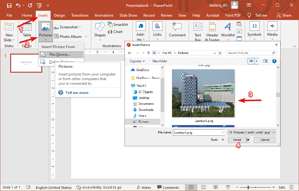 Insert Text Box & Pictures, menu Align