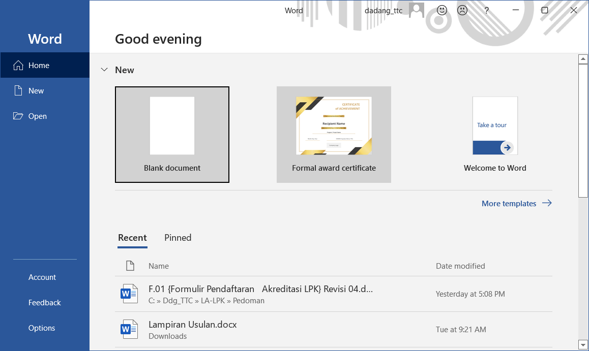Memulai dokumen baru