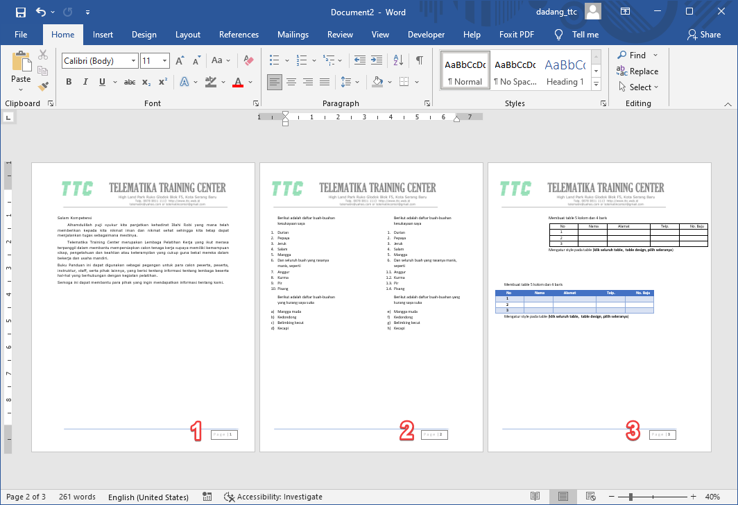 Footer pada semua halaman