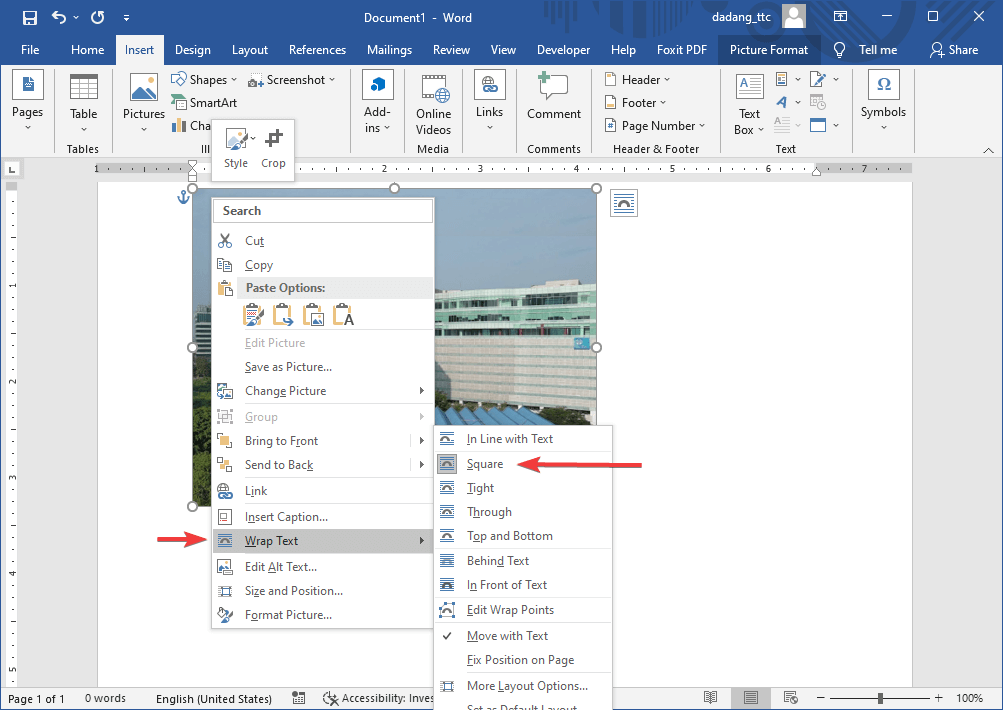 Pengaturan posisi gambar