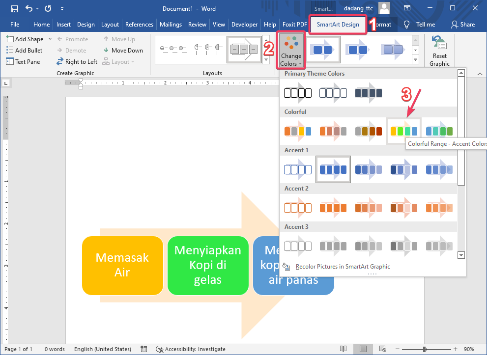 Mengubah tampilan SmartArt
