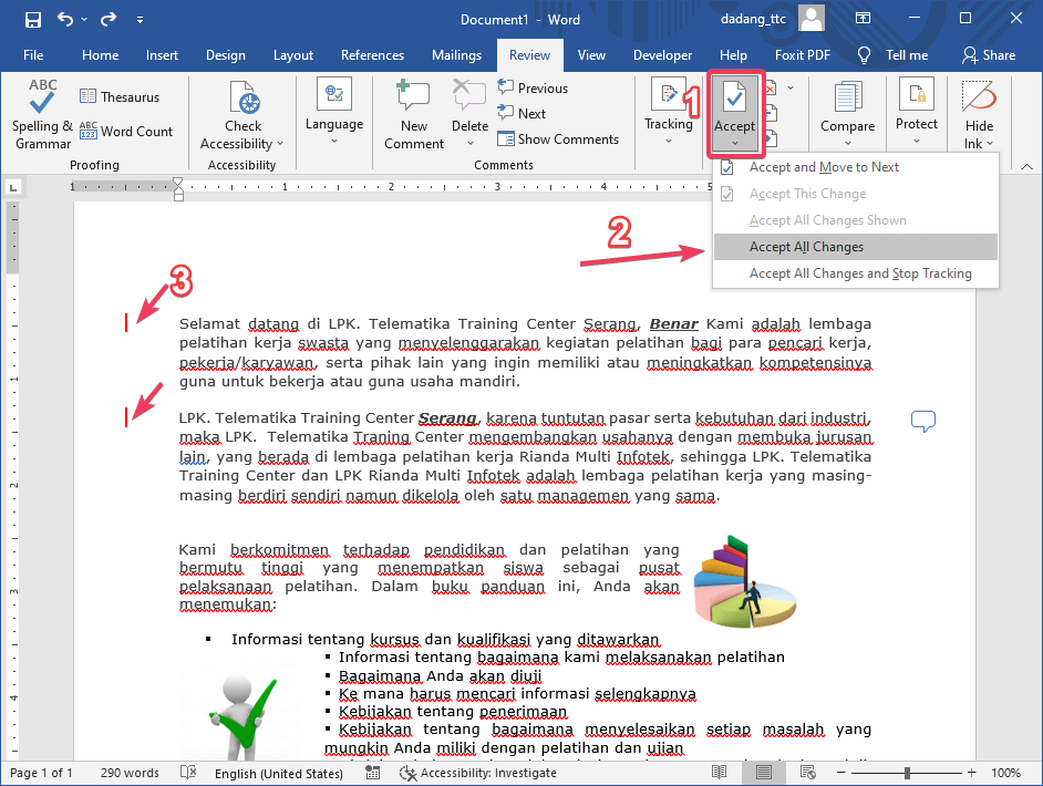 Meninjau revisi Word
