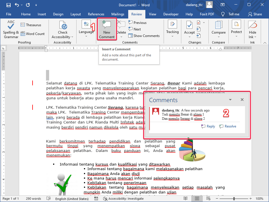 Menambahkan komentar di Word