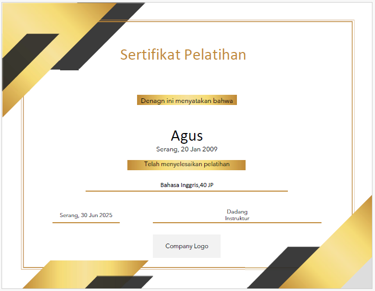 Contoh hasil surat Mail Merge