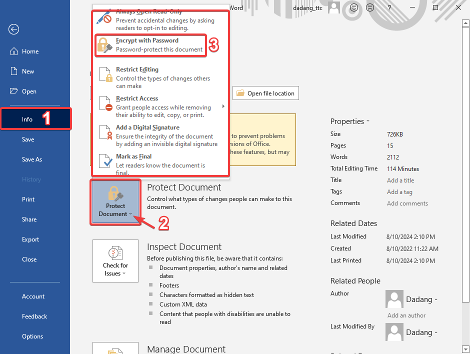 Menu Proteksi Dokumen