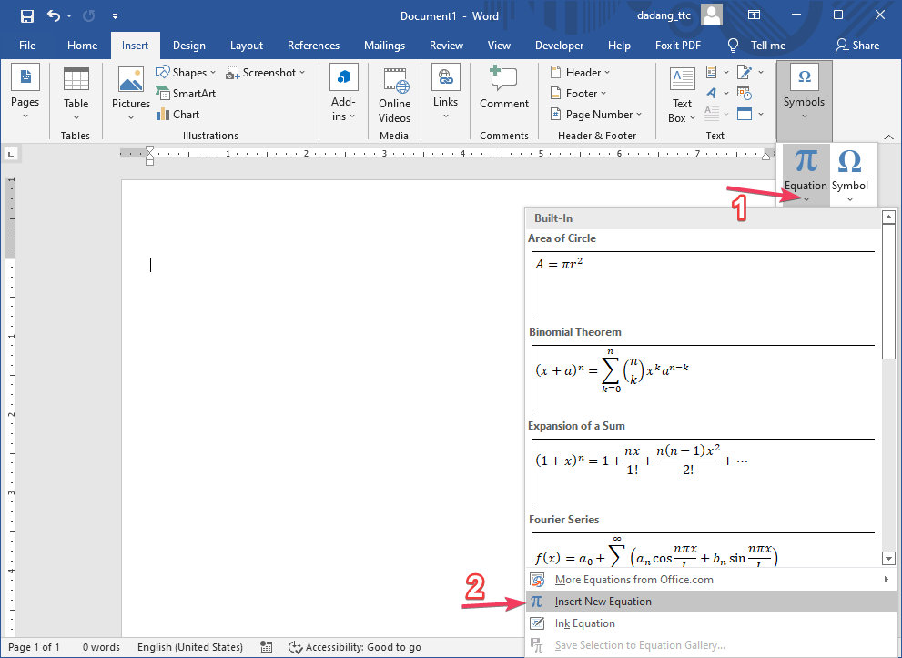 Toolbar Equation Tools di Word