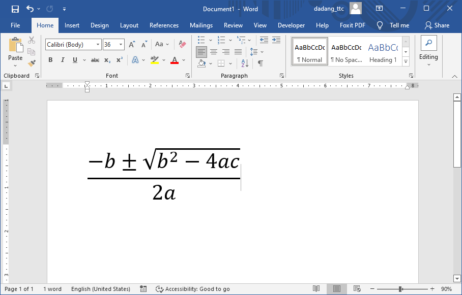 Contoh persamaan matematika di Word