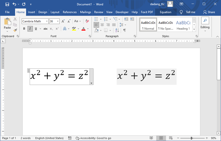 Contoh persamaan matematika sederhana