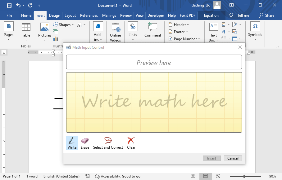 Fitur Ink Equation di Word