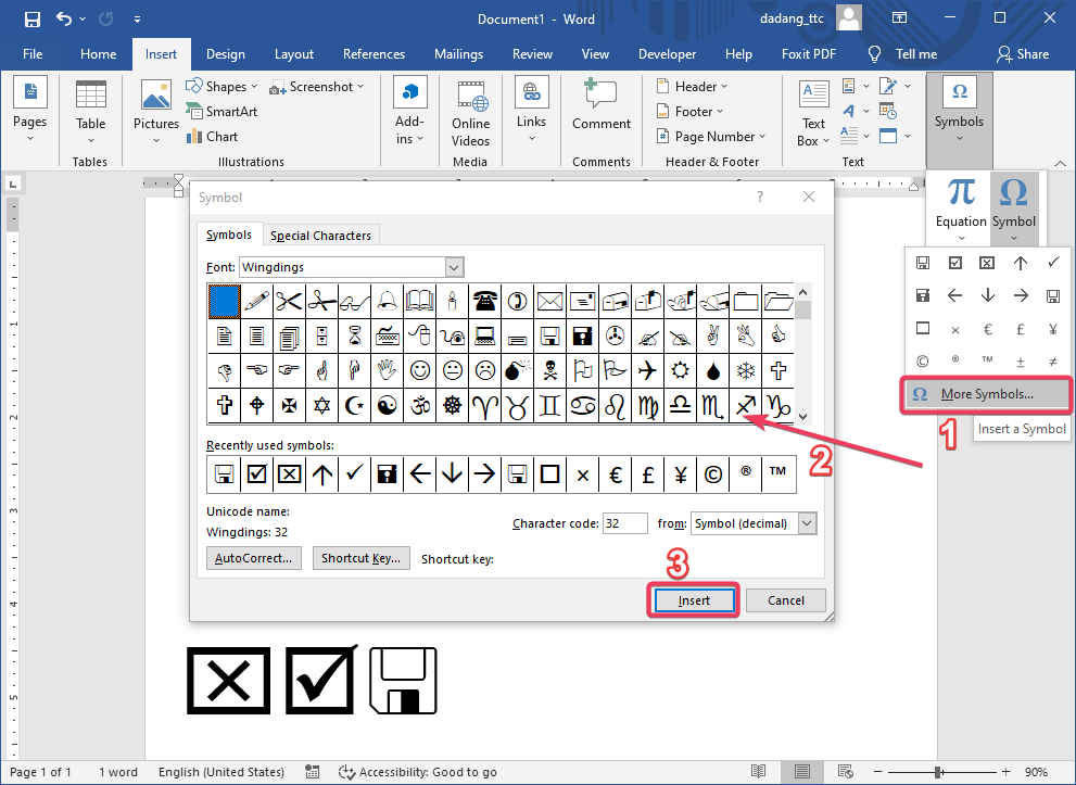 Opsi More Symbols di Word