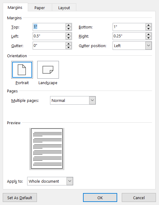 Tab Layout di Word