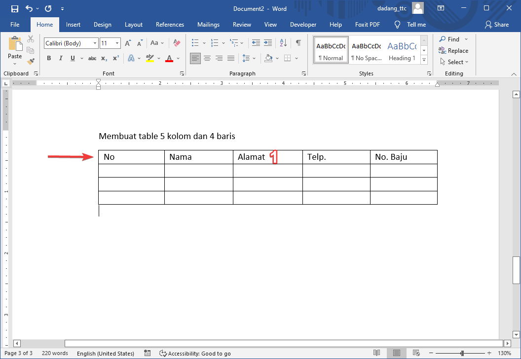 Preview grid tabel Word