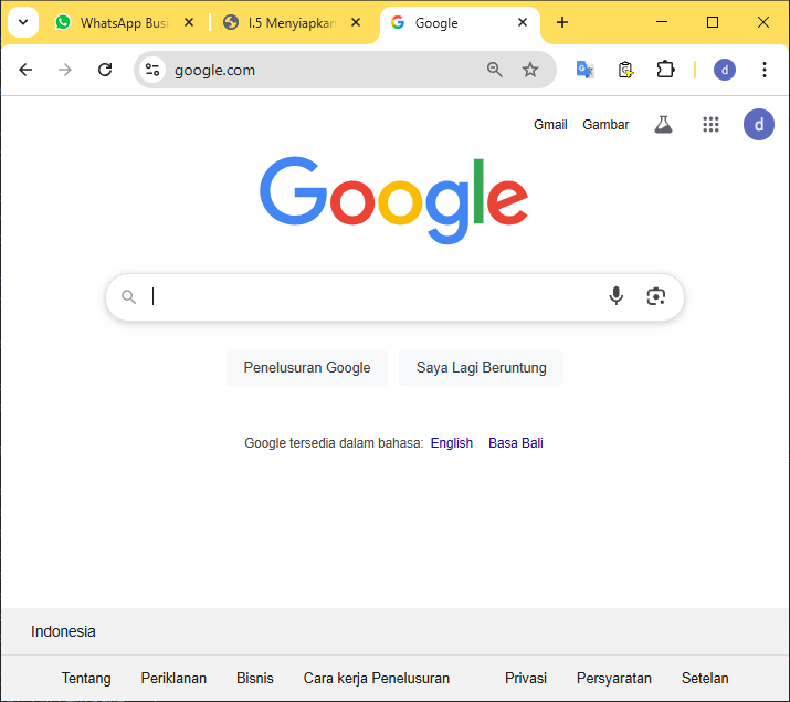 Halaman utama Google