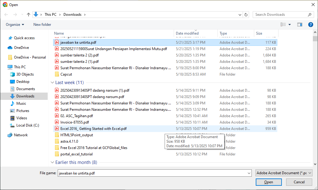 memilih dokumen kriteria