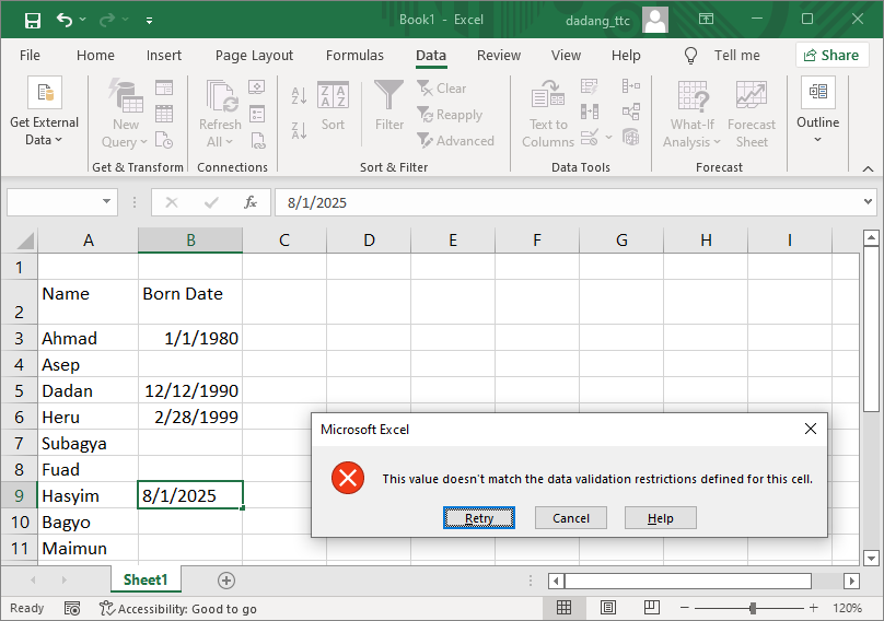 Date validation error