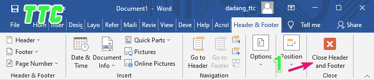 Close Header and Footer