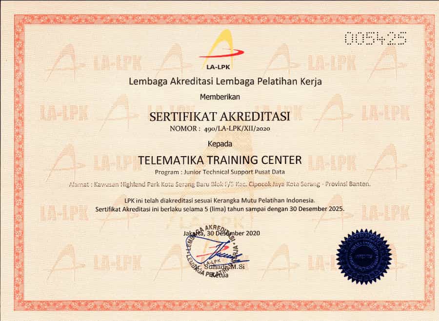 Akreditasi Tech Suuport LPK TTC