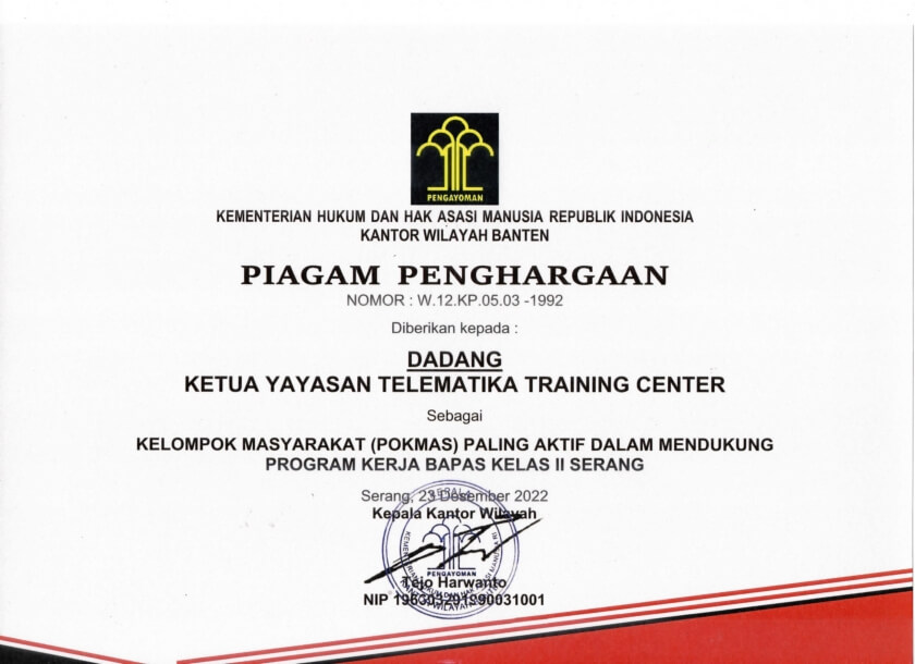 Penghargaan dari Bapas