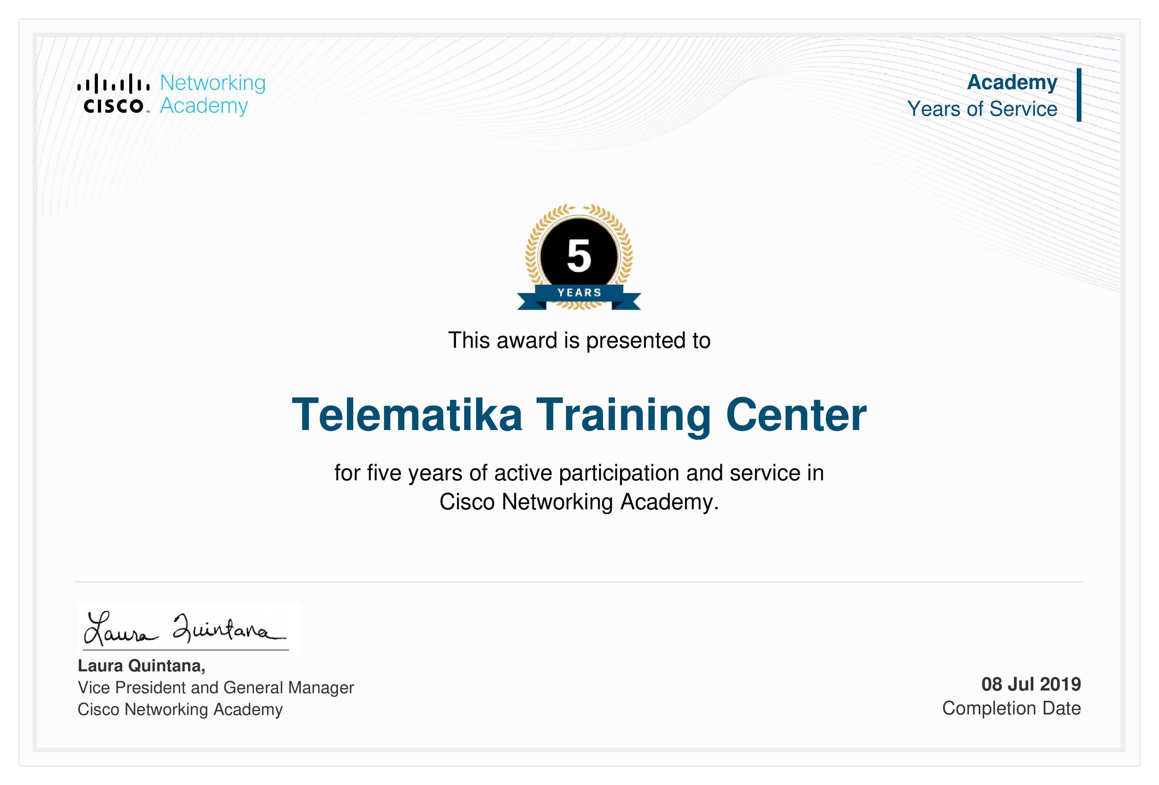 Penghargaan Cisco 5 Tahun